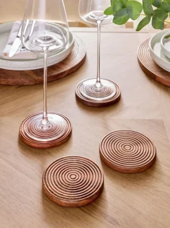 Tafellinnen En Placemats |Next Set van 4 Bronx geëtste houten onderzetters Natuurlijk