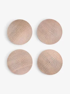 Tafellinnen En Placemats |Next Set van 4 Bronx geëtste houten onderzetters Kalkwas