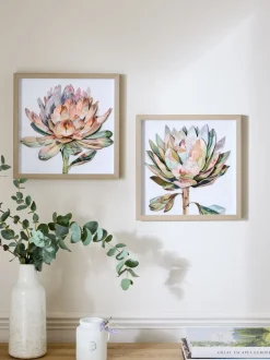Canvassen En Kunst Voor Aan De Wand|Next Set van 2 3D bloemenprint Protea wanddecoratie
