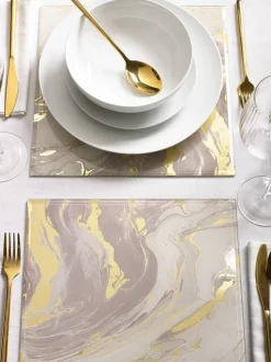 Tafellinnen En Placemats |Tafelgerei|Next Set van 2 Galaxy Glass placemats Natuurlijk