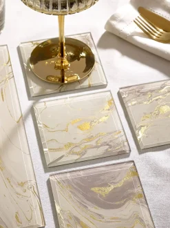 Tafellinnen En Placemats *Next Set van 4 Galaxy onderzetters van glas Natuurlijk