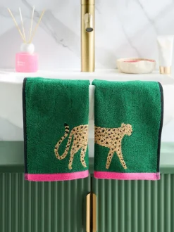 Handdoeken En Badmatten*Next Set van 2 gezichtsdoekjes met cheetahprint van 100% katoen
