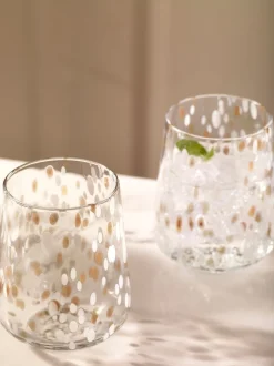 Glas|Next Set van 2 glazen met confettiprint