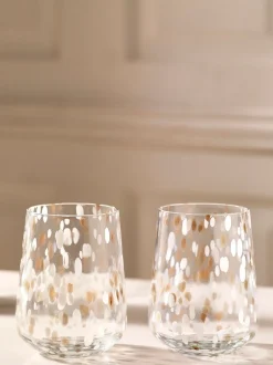 Glas|Next Set van 2 glazen met confettiprint