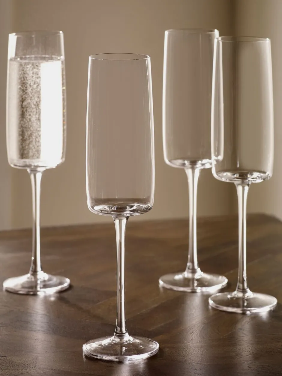 Glas|Tafelgerei|Next Set van 4 hoekige champagneflûtes