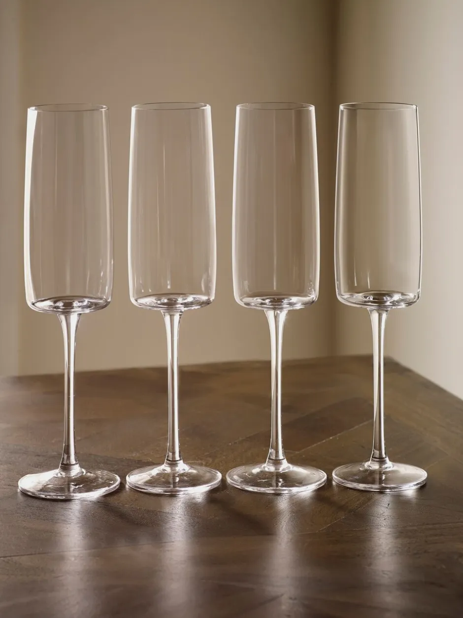 Glas|Tafelgerei|Next Set van 4 hoekige champagneflûtes