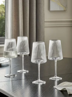 Glas|Next Set van 4 hoekige Hollis-wijnglazen