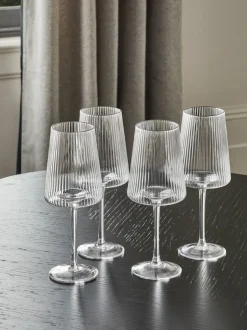 Glas|Next Set van 4 hoekige Hollis-wijnglazen