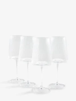 Glas|Next Set van 4 hoekige Hollis-wijnglazen
