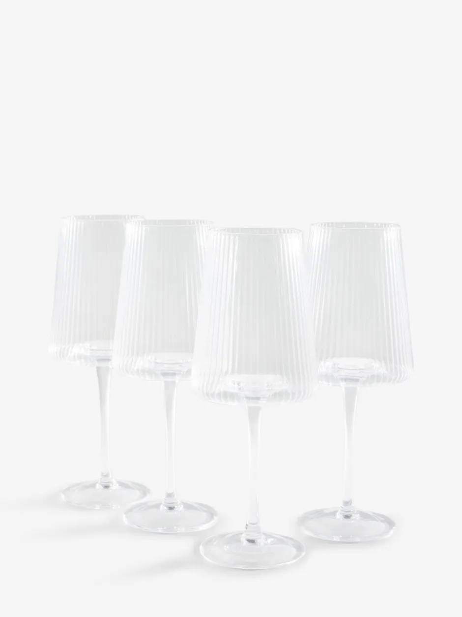 Glas|Next Set van 4 hoekige Hollis-wijnglazen