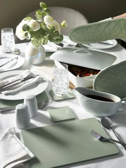 Tafellinnen En Placemats *Next Set van 4 houten placemats en onderzetters Grijs-groen