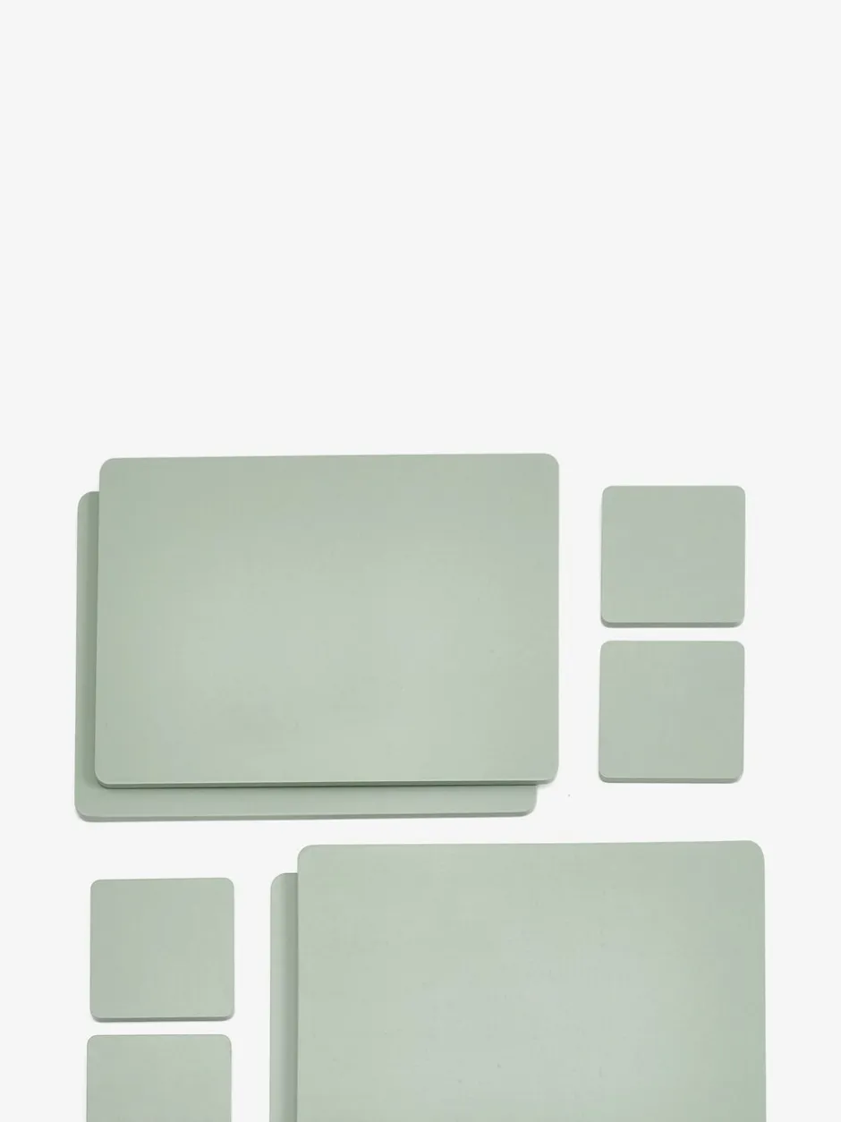 Tafellinnen En Placemats *Next Set van 4 houten placemats en onderzetters Grijs-groen
