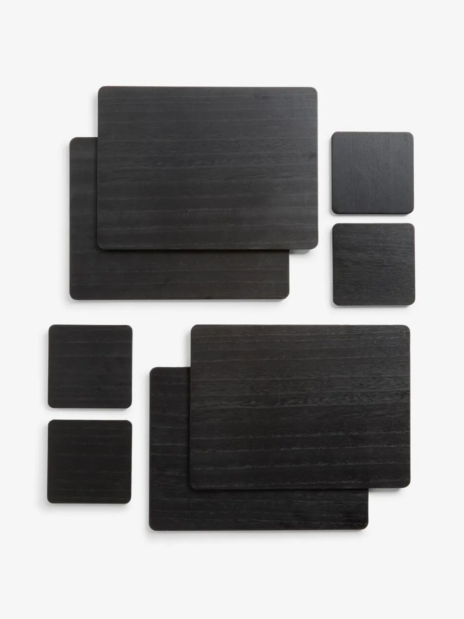Tafellinnen En Placemats |Next Set van 4 houten placemats en onderzetters Zwart