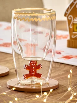 Glas|Next Set van 2 kerstbekerglazen met peperkoekmannetje