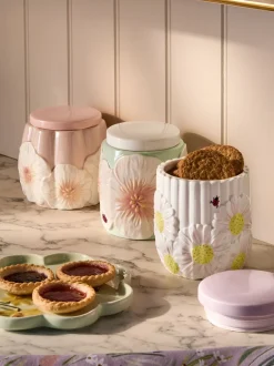 Keukenopslag*Next Set van 3 lila voorraadpotten met bloemenmotief
