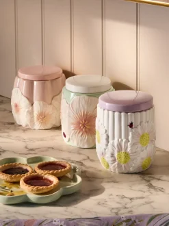 Keukenopslag*Next Set van 3 lila voorraadpotten met bloemenmotief