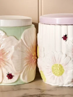 Keukenopslag*Next Set van 3 lila voorraadpotten met bloemenmotief
