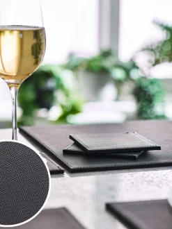 Tafellinnen En Placemats |Next Set van 4 omkeerbare placemats en onderzetters van imitatieleer Zwart