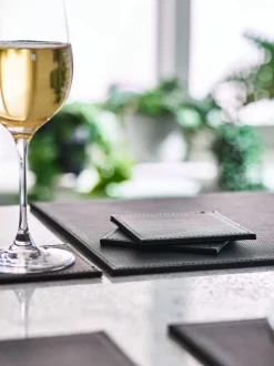 Tafellinnen En Placemats |Next Set van 4 omkeerbare placemats en onderzetters van imitatieleer Zwart