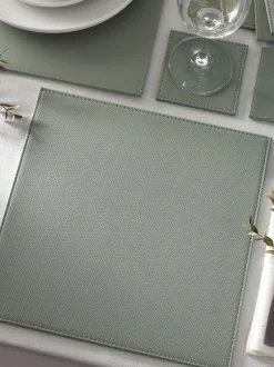 Tafellinnen En Placemats *Next Set van 4 omkeerbare placemats en onderzetters van imitatieleer Grijs-groen
