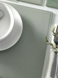 Tafellinnen En Placemats *Next Set van 4 omkeerbare placemats en onderzetters van imitatieleer Grijs-groen