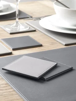 Tafellinnen En Placemats *Next Set van 4 omkeerbare placemats en onderzetters van imitatieleer Antraciet/grijs