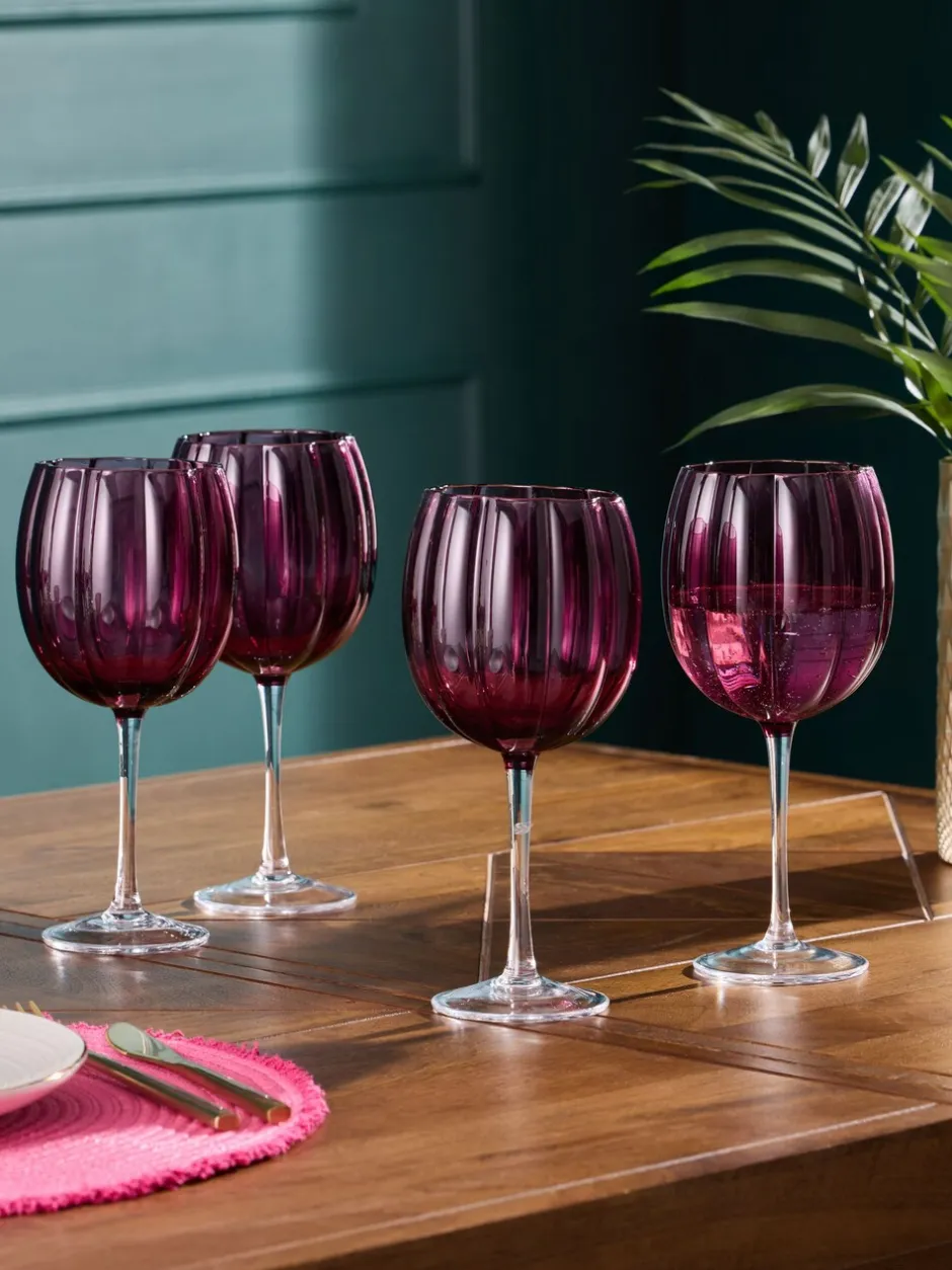 Tafelgerei|Glas*Next Set van 4 Ottilie wijnglazen Bordeauxrood
