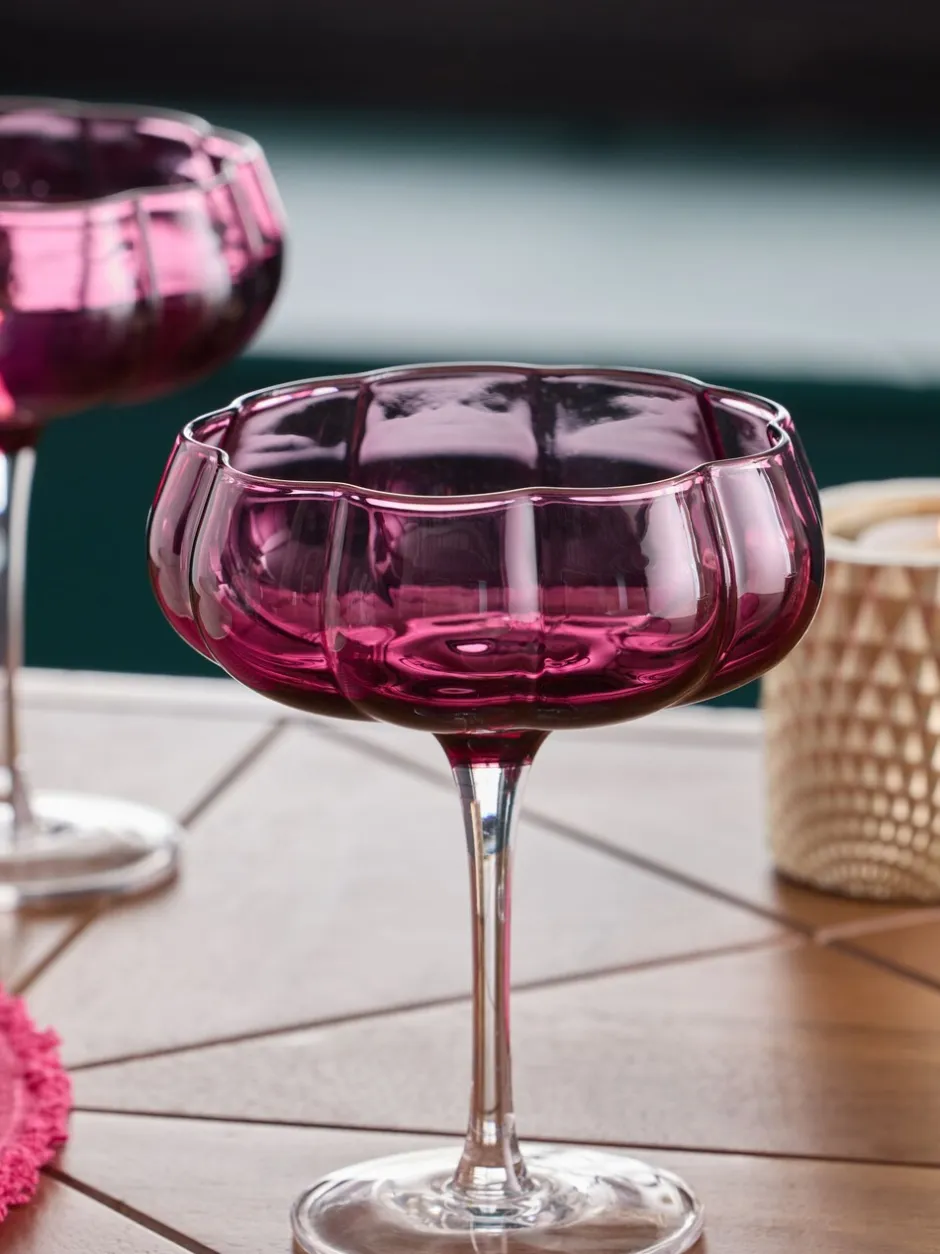 Glas|Next Set van 2 Ottilie-cocktailglazen Bordeauxrood