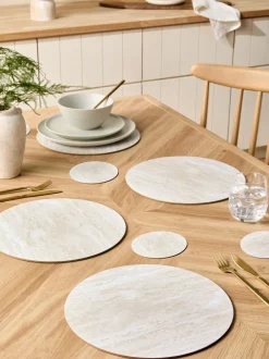 Tafellinnen En Placemats |Next Set van 4 placemats en onderzetters met marmereffect Natuurlijk