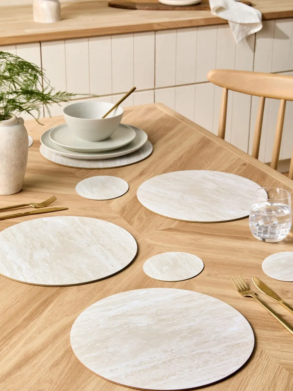 Tafellinnen En Placemats |Next Set van 4 placemats en onderzetters met marmereffect Natuurlijk