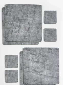 Tafellinnen En Placemats *Next Set van 4 placemats en onderzetters met marmereffect Grijs