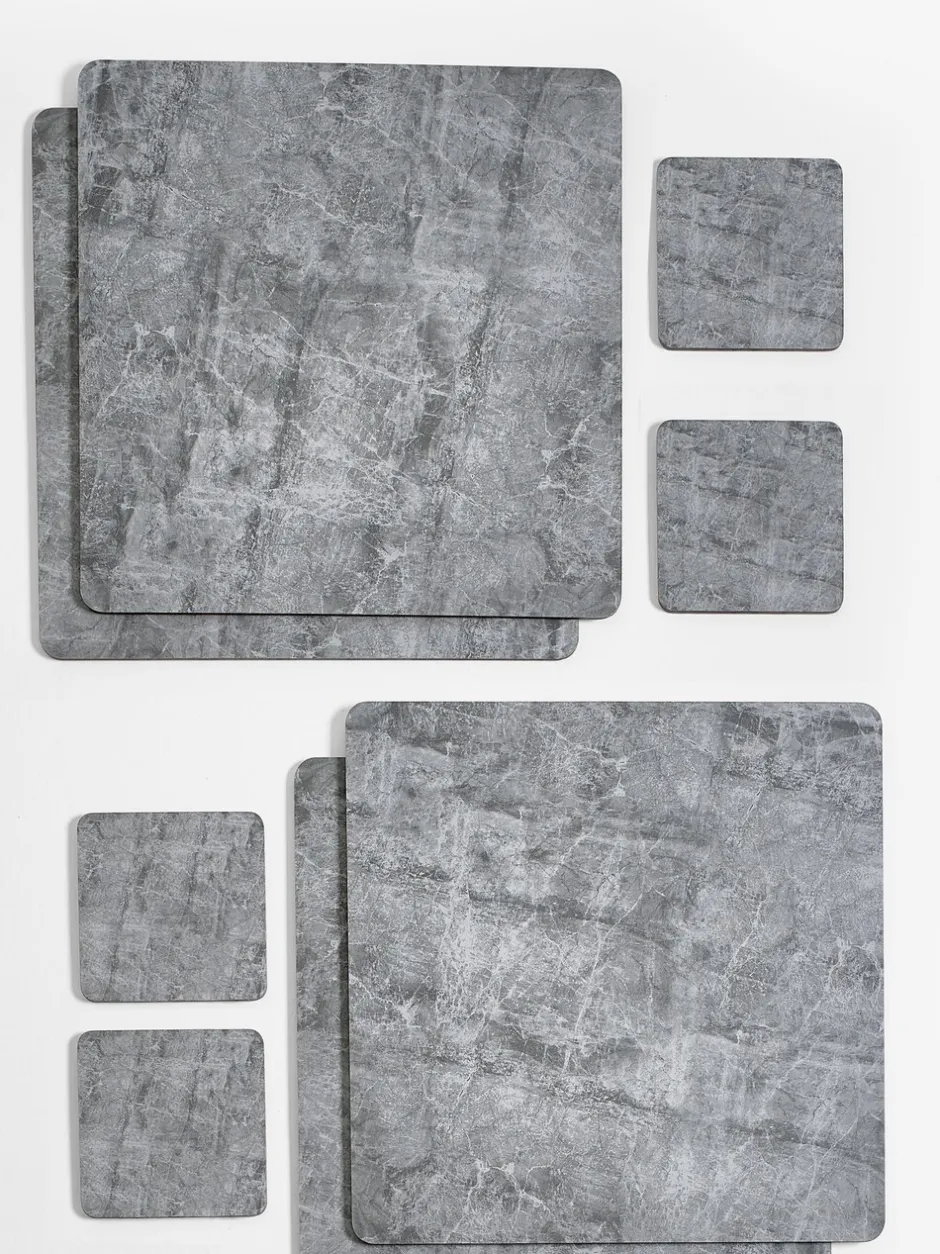 Tafellinnen En Placemats *Next Set van 4 placemats en onderzetters met marmereffect Grijs