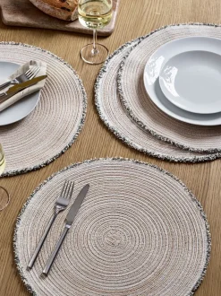 Tafellinnen En Placemats |Tafelgerei|Next Set van 4 placemats met franje Natuurlijk