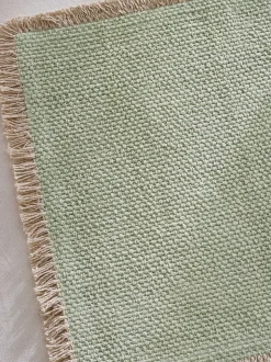 Tafellinnen En Placemats |Next Set van 4 placemats met franjerand Grijs-groen