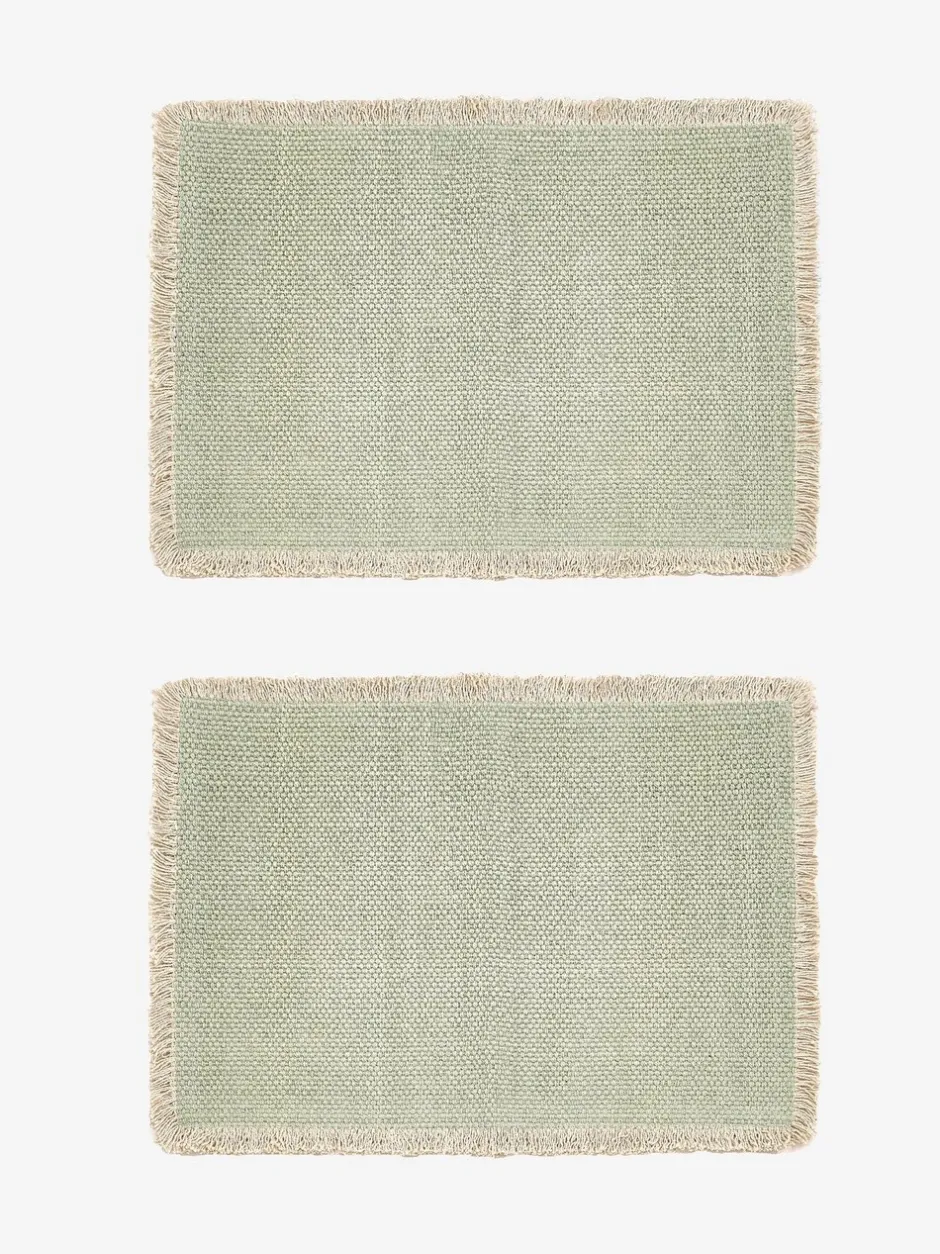 Tafellinnen En Placemats |Next Set van 4 placemats met franjerand Grijs-groen