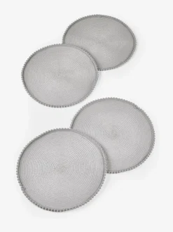 Tafellinnen En Placemats *Next Set van 4 placemats met pompon Grijs