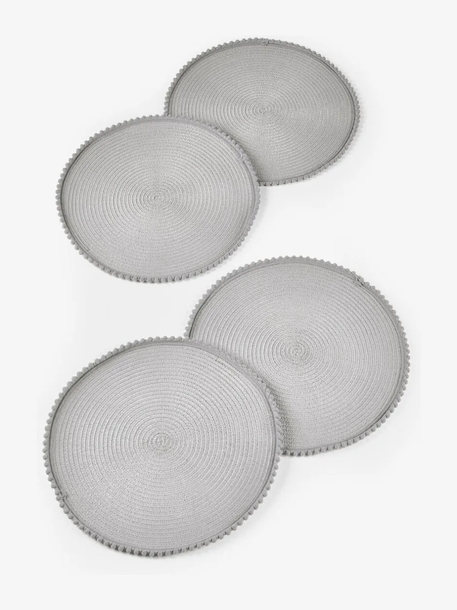 Tafellinnen En Placemats *Next Set van 4 placemats met pompon Grijs