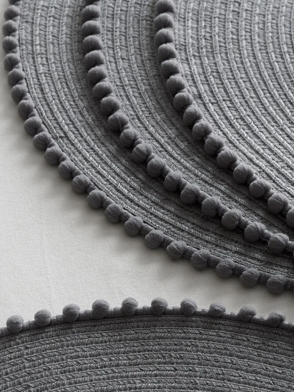 Tafellinnen En Placemats |Tafelgerei|Next Set van 4 placemats met pompon Antraciet