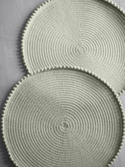 Tafellinnen En Placemats |Tafelgerei|Next Set van 4 placemats met pompon Grijs-groen