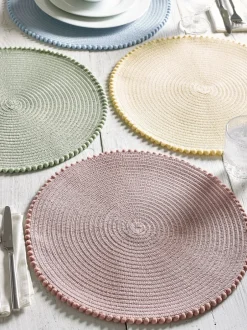 Tafellinnen En Placemats |Tafelgerei|Next Set van 4 placemats met pompon Pastel