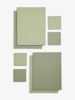 Tafellinnen En Placemats |Next Set van 4 rechthoekige omkeerbare imitatieleren placemats en onderzetters Grijs-groen