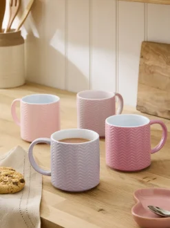 Mokken En Koppen|Next Set van 4 stapelmokken met textuur Roze