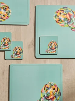 Tafellinnen En Placemats |Next Set van 4 teckelplacemats en -onderzetters