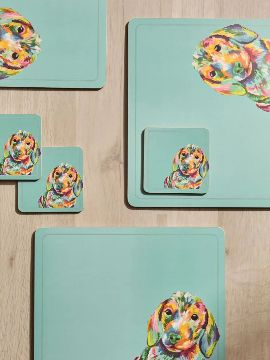 Tafellinnen En Placemats |Next Set van 4 teckelplacemats en -onderzetters