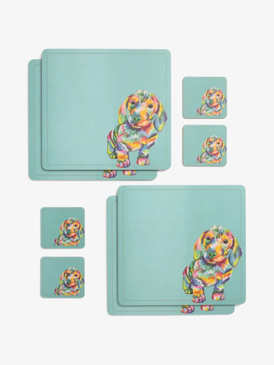 Tafellinnen En Placemats |Next Set van 4 teckelplacemats en -onderzetters