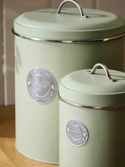 Keukenopslag|Next Set van 3 voorraadpotten met badge Grijs-groen
