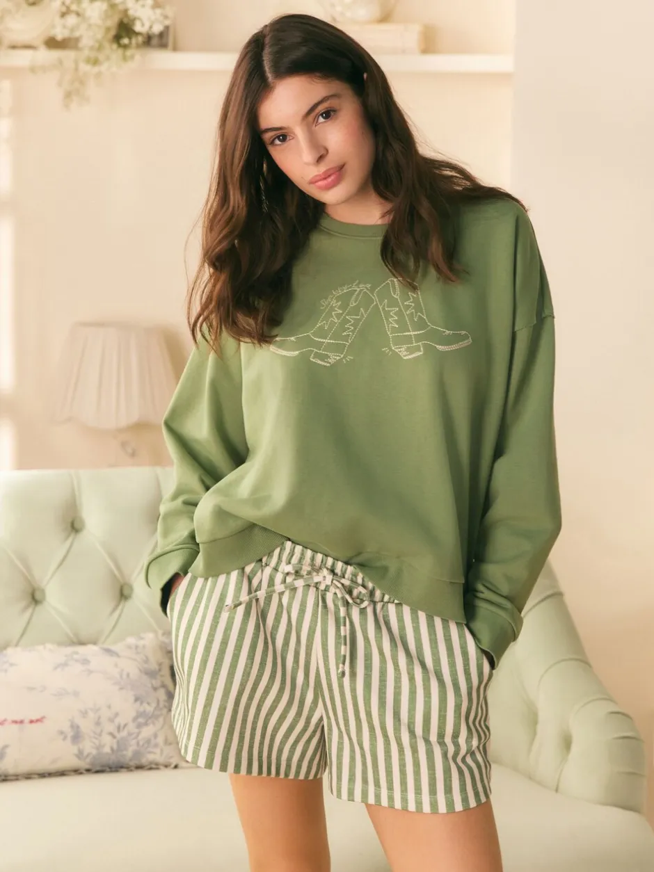 Shorts*Shabby Chic by Rachel Ashwell® Green Striped Lounge Shorts