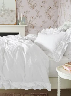 Beddengoedsets En Dekbedovertrekken*Shabby Chic by Rachel Ashwell® broderie anglaise ruche dekbedovertrek en kussensloopset Wit