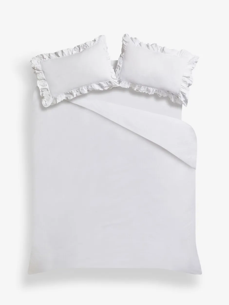 Beddengoedsets En Dekbedovertrekken*Shabby Chic by Rachel Ashwell® broderie anglaise ruche dekbedovertrek en kussensloopset Wit