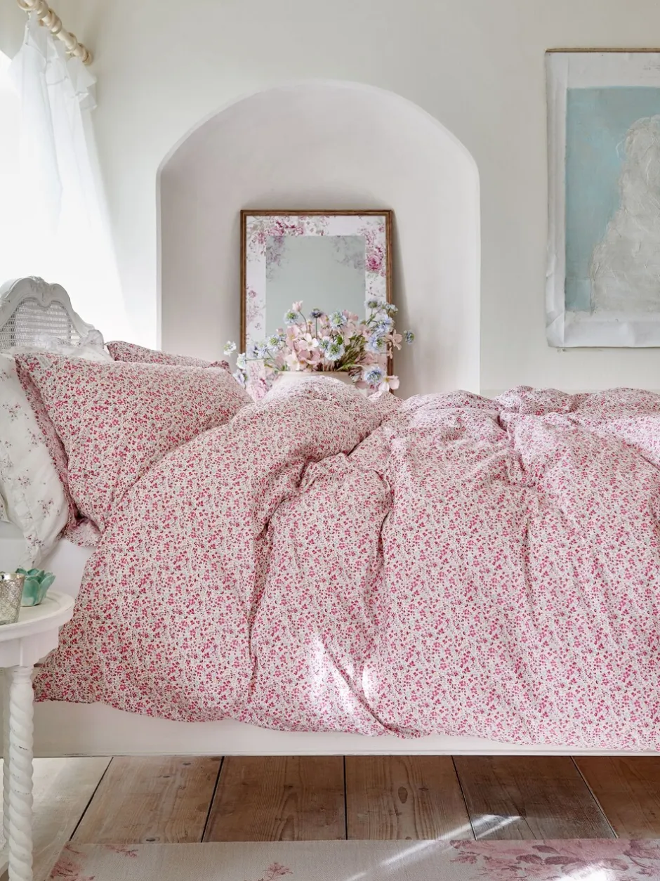Kinderbeddengoed|Beddengoedsets En Dekbedovertrekken|Shabby Chic by Rachel Ashwell® set van 200 -draads dekbedovertrek en kussensloopset met platte bies Vintage roze bloemetjes